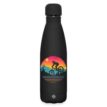 Mountainbiken Vaporwave - Matte Thermosflasche 500 ml - Schwarz - Vorne