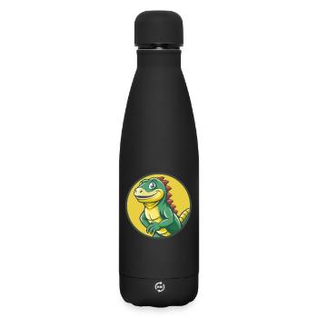 Iguana Cute Kawaii Cartoon Clipart Pet Animal - Matte Insulated Water Bottle 500 ml - black - Front