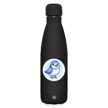 Spatz Blau Kawaii Cartoon Figur Clipart Haustier - Matte Thermosflasche 500 ml - Schwarz - Vorne