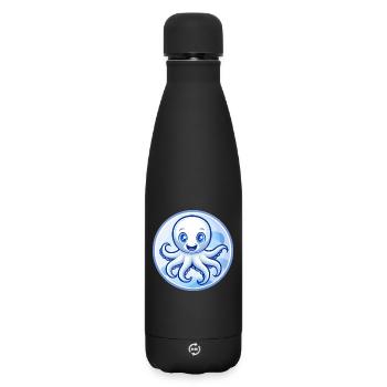Octopus Blue Kawaii Cartoon Character Clipart Pet - Matte Insulated Water Bottle 500 ml - black - Front