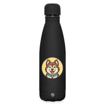 Nenets Troupeau Laika Chien Race Dessin Animé Kawaii Animal de compagnie - Bouteille isotherme SOFT TOUCH 500 ml - noir - Devant