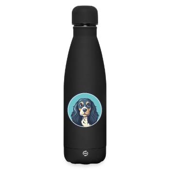 Blue Picardy Spaniel Dog Breed Cartoon Kawaii Pet - Matte Insulated Water Bottle 500 ml - black - Front