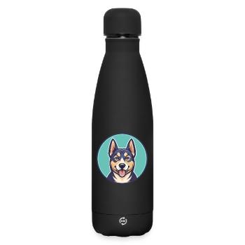 Stichelhaar Chien Race Drôle Dessin animé Kawaii Clipart - Bouteille isotherme SOFT TOUCH 500 ml - noir - Devant