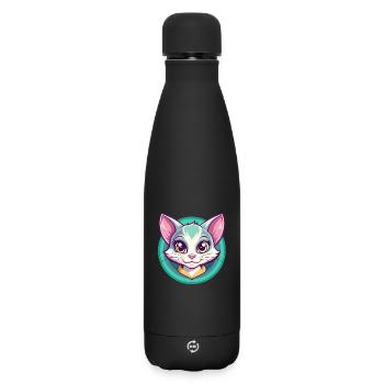 Bambino Katze Rasse Karikatur Kawaii Tier Haustier - Matte Thermosflasche 500 ml - Schwarz - Vorne