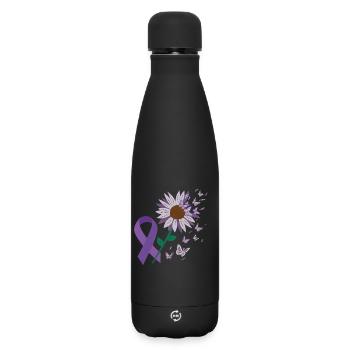 Epilepsy Purple Bow Flower Butterfly - Matte Insulated Water Bottle 500 ml - black - Front