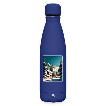 Val Thorens Ski Voyage Poster Peinture Souvenir WPA - Bouteille isotherme SOFT TOUCH 500 ml - bleu foncé  - Devant