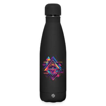 Futuristic Psychedelic Techno Trance 90s 80s - Matte Insulated Water Bottle 500 ml - black - Front