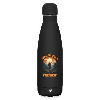 Schritt für Schritt Freiheit - Matte Thermosflasche 500 ml - Schwarz - Vorne
