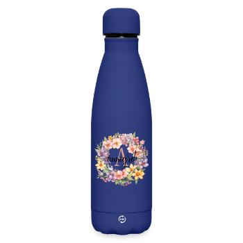 A| Monogram | Name | Annegret | Watercolor | Colorful - Matte Insulated Water Bottle 500 ml - dark blue  - Front