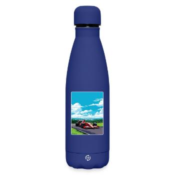 Lebendiges Formel-Rennwagen-Design - Matte Thermosflasche 500 ml - Dunkelblau  - Vorne