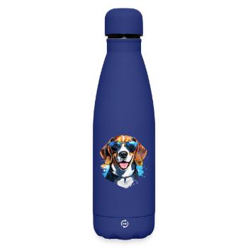 Beagle with sunglasses - Matte Insulated Water Bottle 500 ml - dark blue  - Front