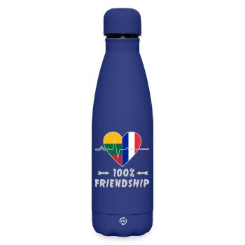 Lithuania and France 100% friendship - Matte Insulated Water Bottle 500 ml - dark blue  - Front
