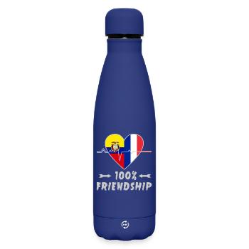 Ecuador und Frankreich 100% Freundschaft - Matte Thermosflasche 500 ml - Dunkelblau  - Vorne