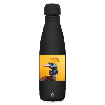 Oiseau bleu avec un noeud papillon - Bouteille isotherme SOFT TOUCH 500 ml - noir - Devant