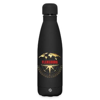 Koordinaten Flensburg - Matte Thermosflasche 500 ml - Schwarz - Vorne