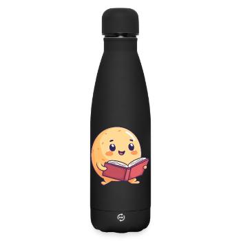 Glückliche Kartoffel beim Lesen eines Buches - Entzückendes Design - Matte Thermosflasche 500 ml - Schwarz - Vorne