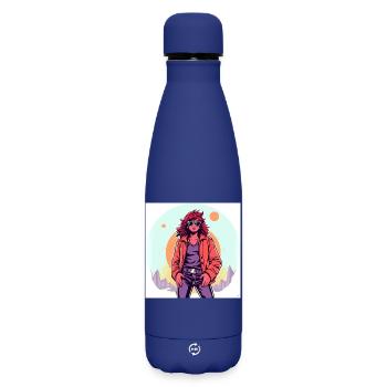 Style des années 90 - Bouteille isotherme SOFT TOUCH 500 ml - bleu foncé  - Devant