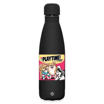 Chiens de bande dessinée - Temps de jeu - Bouteille isotherme SOFT TOUCH 500 ml - noir - Devant