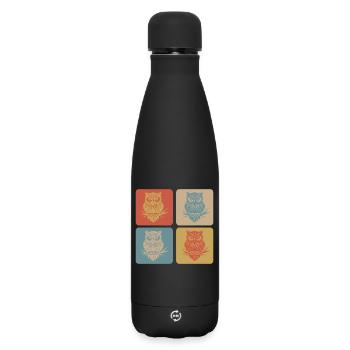 Eulen Vintage Design - Matte Thermosflasche 500 ml - Schwarz - Vorne