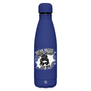 Mom Mode On – Sleep Mode Off - Matte Insulated Water Bottle 500 ml - dark blue  - Front