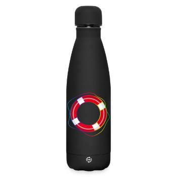 Bouée de sauvetage avec corde arc-en-ciel – symbole maritime - Bouteille isotherme SOFT TOUCH 500 ml - noir - Devant