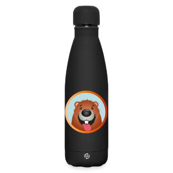 Naughty beaver with tongue sticking out - Matte Insulated Water Bottle 500 ml - black - Front