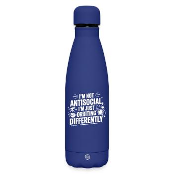 Not Antisocial Just Orbiting Differently  - Matte Insulated Water Bottle 500 ml - dark blue  - Front