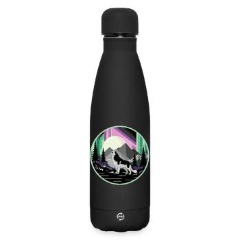 Siberian Husky mit Polarlicht - Matte Thermosflasche 500 ml - Schwarz - Vorne