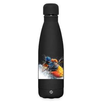 Wasserrausch Kajak im Wildwasser - Matte Thermosflasche 500 ml - Schwarz - Vorne