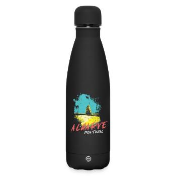 Beach Rocks Algarve Illustration Portugal - Matte Insulated Water Bottle 500 ml - black - Front