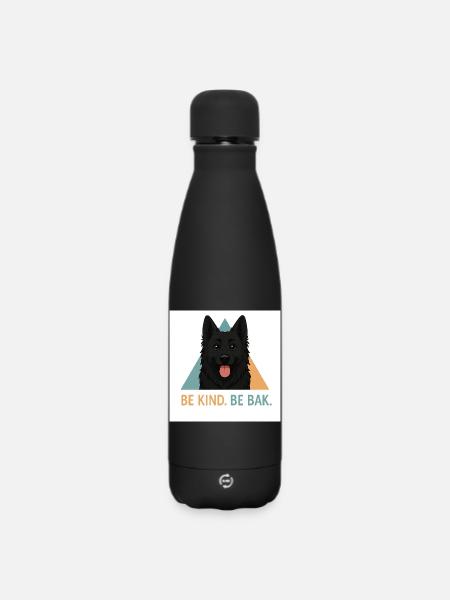 Be Kind Be Bak Dog Design - Matte Insulated Water Bottle 500 ml - black