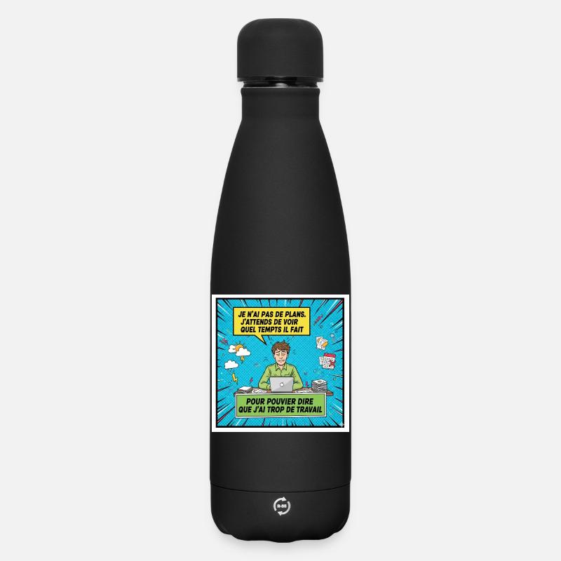 Procrastination and overwork BD - Matte Insulated Water Bottle 500 ml - black
