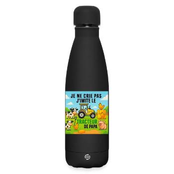 Papas Traktor und bunte Tiere - Matte Thermosflasche 500 ml - Schwarz - Vorne