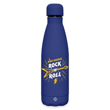 High Voltage Rockin Roll Guitar - Matte Insulated Water Bottle 500 ml - dark blue  - Front