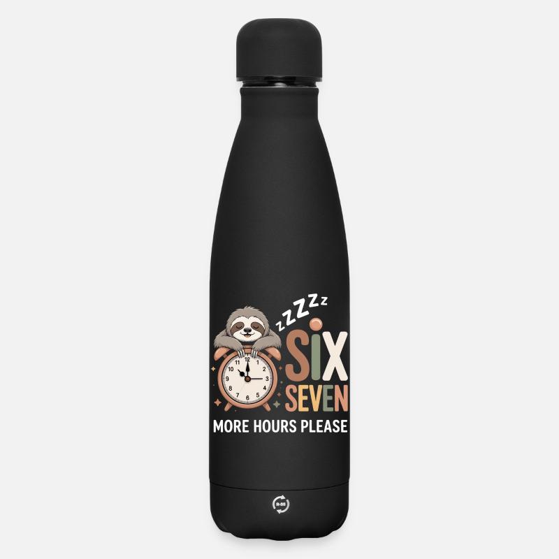 Sleeping Sloth: More Hours Please - Matte Insulated Water Bottle 500 ml - black