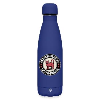 Antifascist Cat Friends - Against the Right - Matte Insulated Water Bottle 500 ml - dark blue  - Front