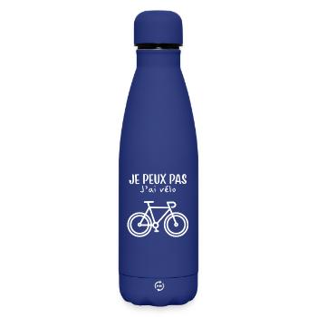 Bicycle logo, funny phrase for cycling fans - Matte Insulated Water Bottle 500 ml - dark blue  - Front
