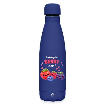 Je t’aime beaucoup de baies de kawaï couple amoureux - Bouteille isotherme SOFT TOUCH 500 ml - bleu foncé  - Devant
