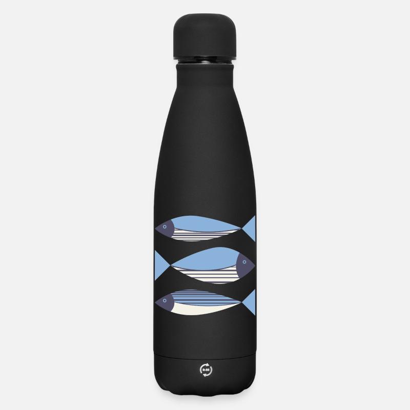 Bleu de poisson graphique illustré - Bouteille isotherme SOFT TOUCH 500 ml - noir