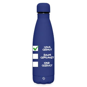 Maison construite (plantée dans un arbre, enfant engendré) blanche - Bouteille isotherme SOFT TOUCH 500 ml - bleu foncé  - Devant
