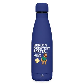 T-shirt drôle pour la fête des pères pour un papa gamer Pixel Art - Bouteille isotherme SOFT TOUCH 500 ml - bleu foncé  - Devant