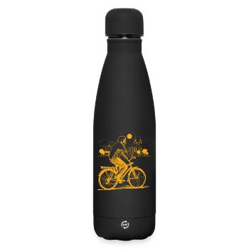 Fahrrad Alter Mann Stadt Skyline Radfahren - Matte Insulated Water Bottle 500 ml - black - Front