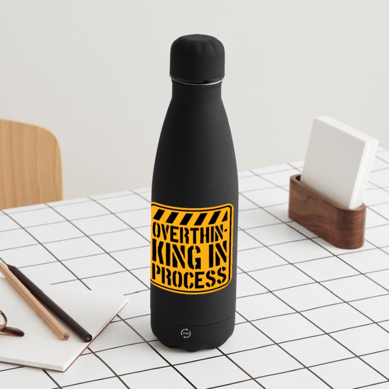Overthinking In Process Funny Brooding Saying Logo Matte Insulated Water Bottle 500 ml