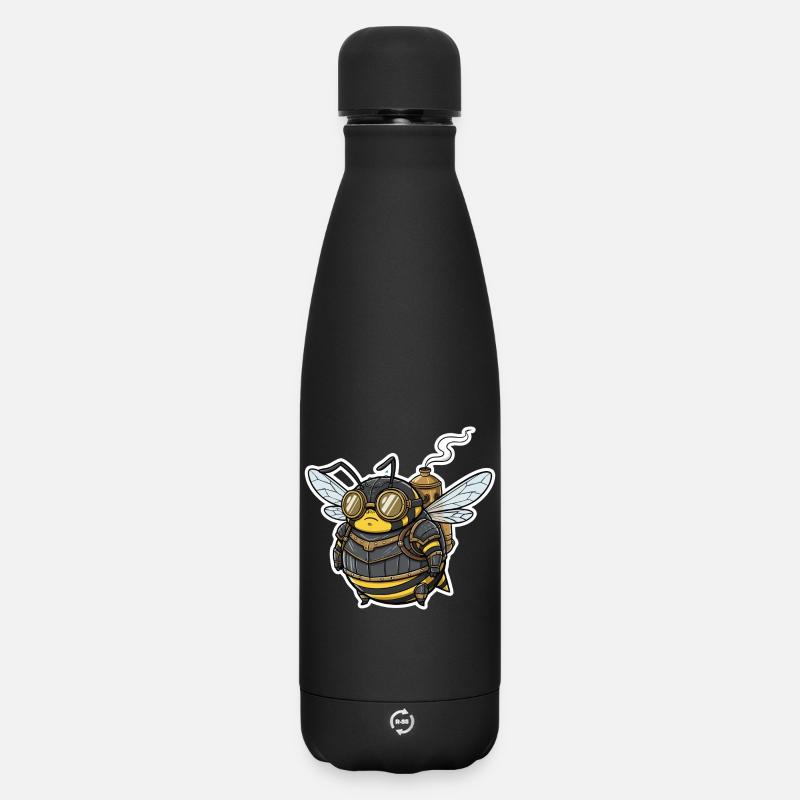 Steampunk Worker Bee Gepanzerte Brille - Matte Thermosflasche 500 ml - Schwarz