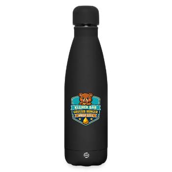 Kleiner Bär: Grosser Hunger Logo - Matte Thermosflasche 500 ml - Schwarz - Vorne