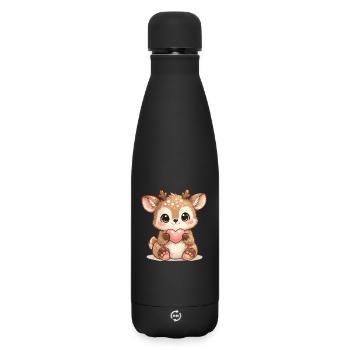 Petite baleine tournée avec le cœur - Bouteille isotherme SOFT TOUCH 500 ml - noir - Devant