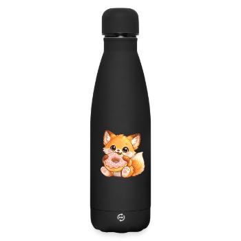 Fuchschen mit Donut - Matte Thermosflasche 500 ml - Schwarz - Vorne