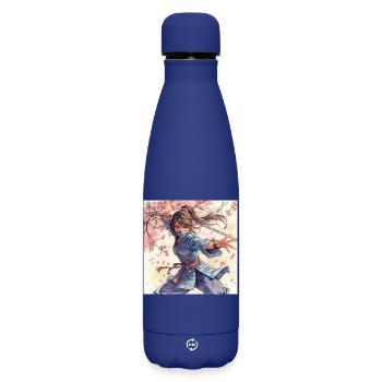 Ninja de la Lame Fleur en kimono - Bouteille isotherme SOFT TOUCH 500 ml - bleu foncé  - Devant