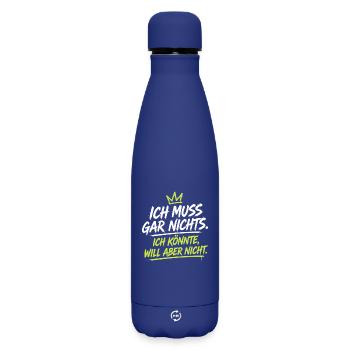 Ich Könnte Will Aber Nicht – Neon Krone - Matte Thermosflasche 500 ml - Dunkelblau  - Vorne