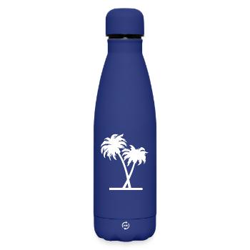Palmen - Matte Thermosflasche 500 ml - Dunkelblau  - Vorne
